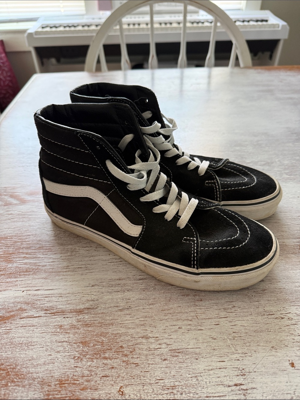 Vans Black and White High-Top Skate Sneakers